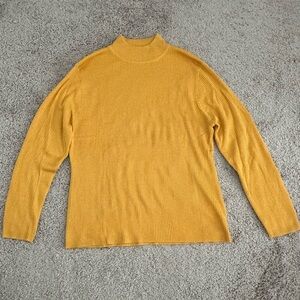 Yellow Ribbed Mock Neck Knit Sweater